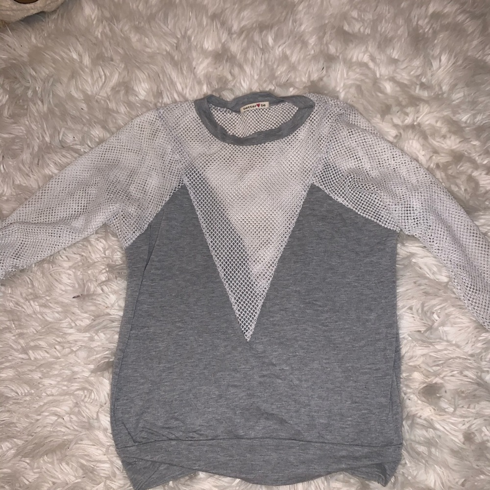 Mesh grey and white long sleeve shirt